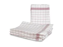 keukendoek LxB 800mmx600mm halflinnen wit/rood ruitpatroon