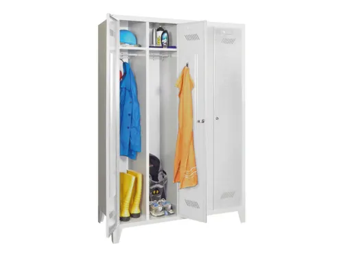 garderobekast,HxBxD 1850x1170x500mm,4vak,RAL7035,front RAL7035