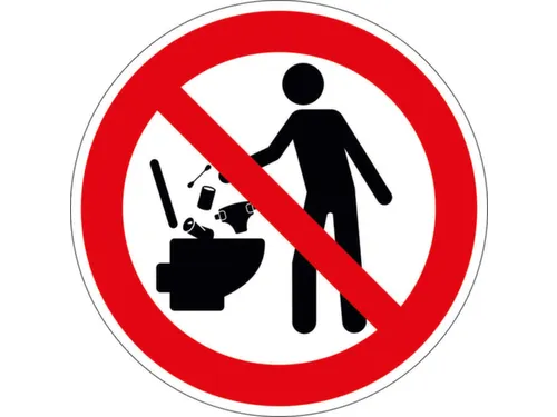 verbodsbord,Geen afval in het toilet gooien,PVC,Ø 50mm