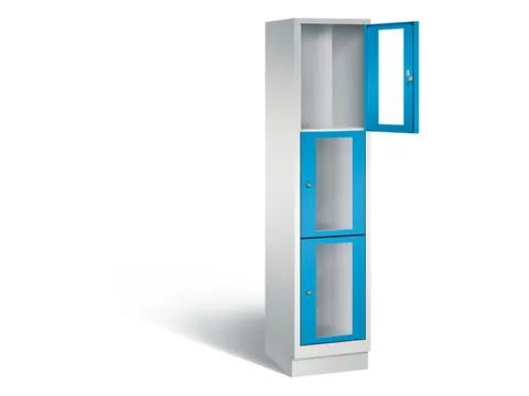 Lockerkast 1800x420x500mm 1x3 vakken Cilinderslot, Sokkel, RAL5012