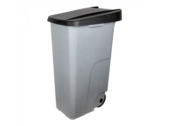 Denox Afvalcontainer Grijs met zwarte deksel 110 liter