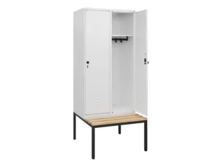 locker met bank,HxBxD 1950x800x815mm,2vak,vak B 400mm,draaigrendel - 2
