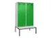 locker met bank,voor scheiding van kleding,HxBxD 2120x1200x815mm,4vak