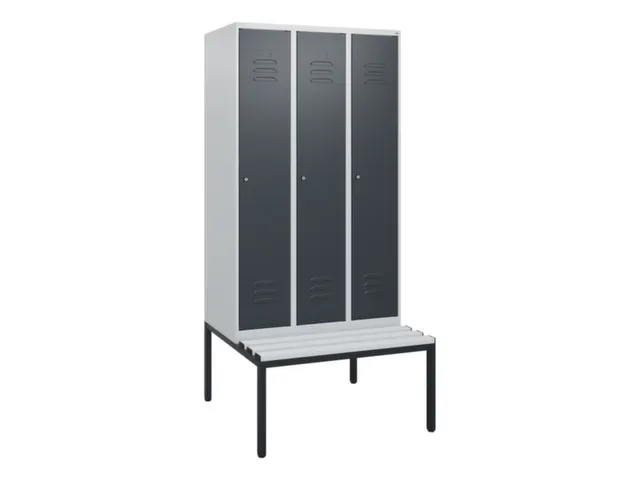 locker met bank,HxBxD 1950x900x815mm,3vak,vak B 300mm,cil.-slot