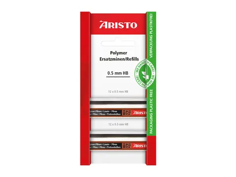 Potloodstiftjes Aristo HB 2st. 0,5mm polymer op eco blister
