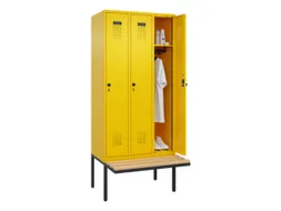locker met bank,HxBxD 2120x900x815mm,3vak,vak B 300mm,draaigrendel