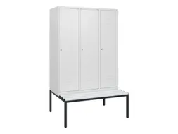 locker met bank,HxBxD 1950x1200x815mm,3vak,vak B 400mm,cil.-slot