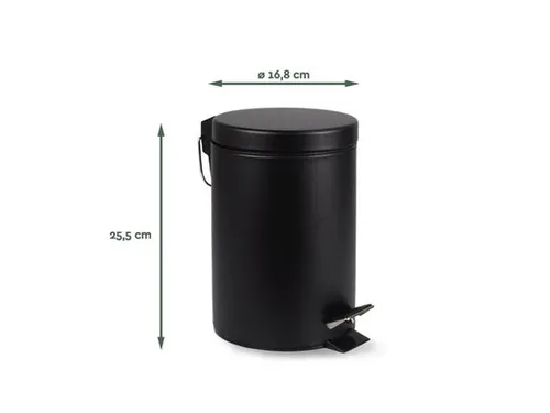 Afvalbak BRASQ pedaalemmer 3 liter zwart rvs