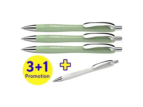 Stylo à bille Schneider Rave XB Green, boîte assortie de 3 + 1 gratu
