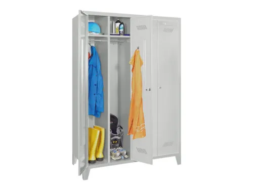 garderobekast,HxBxD 1850x1170x500mm,4vak,RAL7035,front RAL7035