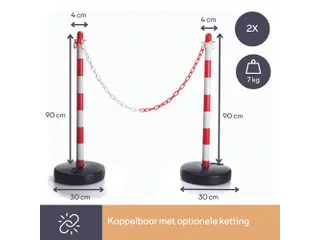 Afzetpaal Rood Wit Voor Signalisatieketting Set 2 stuks - 7