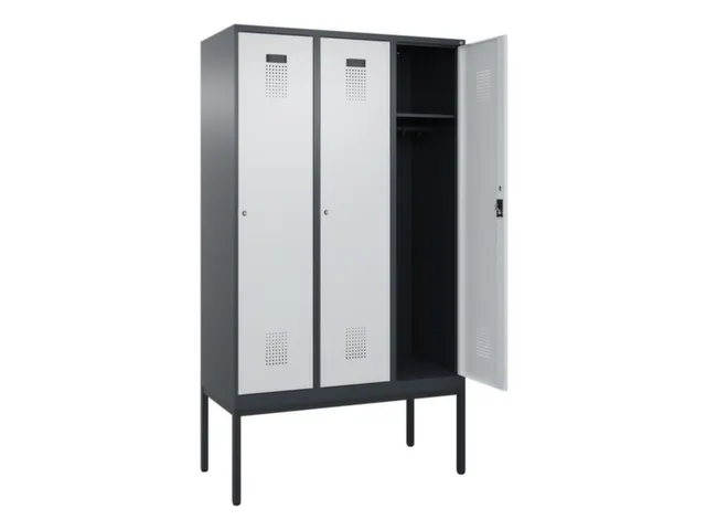 locker,HxBxD 2120x1200x500mm,3vak,vak B 400mm,cil.-slot,voetonderstel