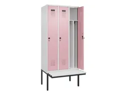 locker met bank,voor scheiding van kleding,HxBxD 2120x900x815mm,3vak
