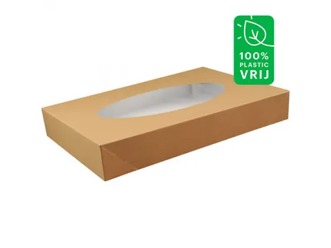 Depa Biodore cateringdoos+venster kraft 55x37x8cm 50 Stuks