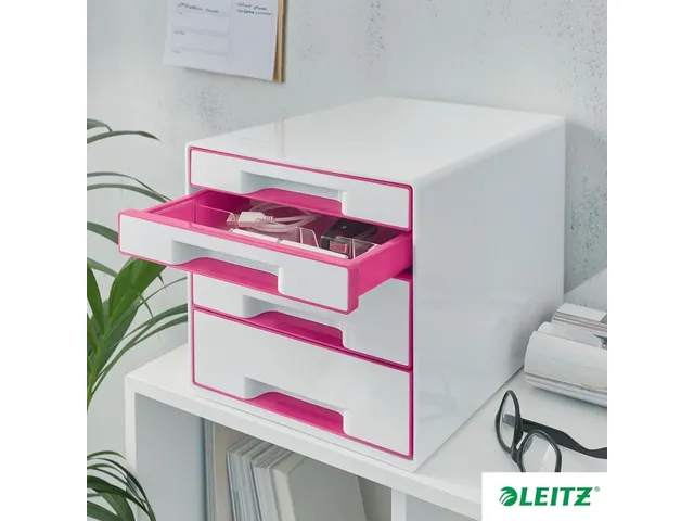 Ladenblok Leitz WOW Cube 4 laden wit/roze
