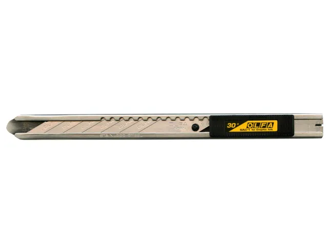 Couteau sécable Olfa-1 9mm avec corps emétal blister 1 pièce