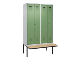 PBM-locker met bank,HxBxD 2120x1200x815mm,4vak,vak B 300mm - 2