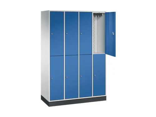 Dubbeldekse garderobekast,RAL 7035/RAL 5010,HxBxD 1950x1220x500mm