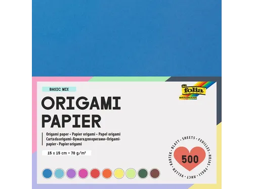Origami papier Folia 70gr 15x15cm 500 vel assorti kleuren