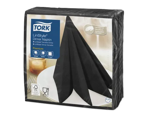Linstyle servet 478726 39x39cm zwart 1/4 vouw 1-laags 14x50 stuks