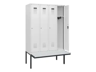 locker met bank,HxBxD 1950x1200x815mm,4vak,vak B 300mm,cilinderslot - 1