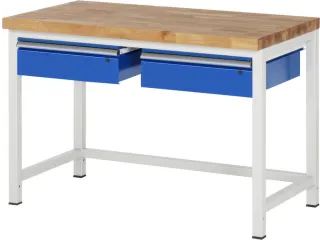 werkbank,HxBxD 840-1040x1250x700mm,beukblad,draagverm. 1250kg,4voeten - 1