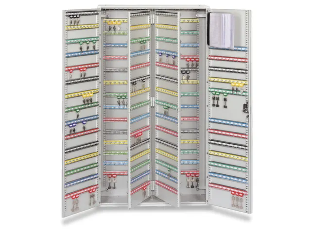 Sleutelkast 1300x730x250mm 940 Haakjes 2 Deuren 2 Tussenwanden Ral7035