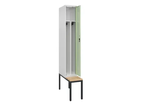 locker met bank,voor scheiding van kleding,HxBxD 2120x300x815mm,1vak