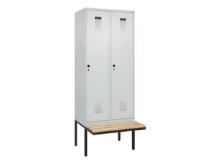 locker met bank,voor scheiding van kleding,HxBxD 2120x800x815mm,2vak - 2