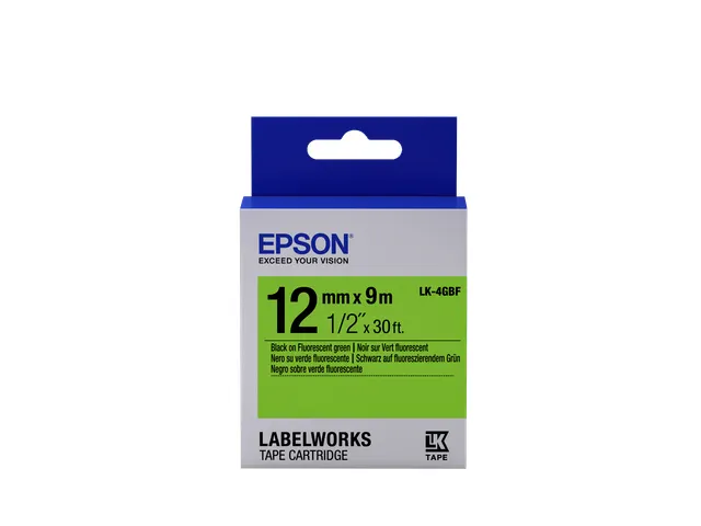 Fluorescent Tape - LK-4GBF Fluor Blk/Green 12/9