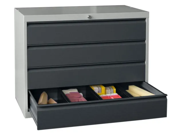 ladekast 800x1023x600mm 4laden cilinderslot RAL7035 front RAL7016