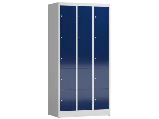 Lockerkast 1800x870x500mm 3x5 vakken cilinderslot, sokkel, RAL5010 - 1