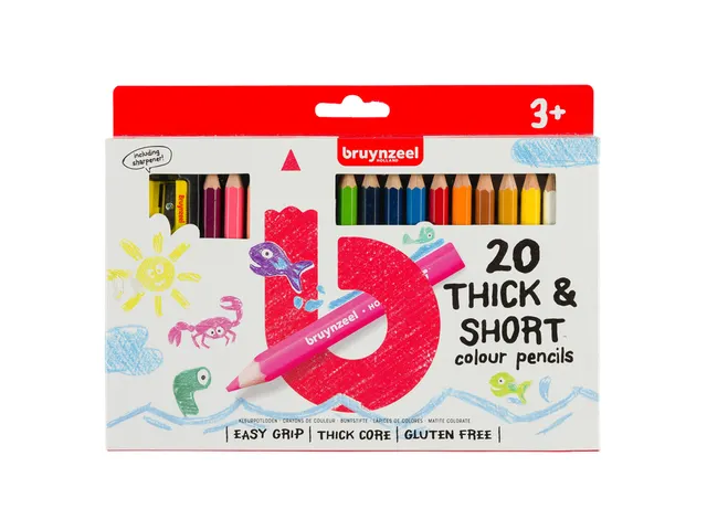 Crayon de couleur Bruynzeel Kids Thick & Short blister 20 pièces asso