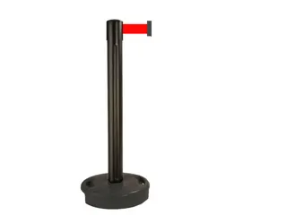 Afzetsysteem Paal Pvc HxØ 970x90mm Band Rood Paal Zwart Voet Zwart - 1