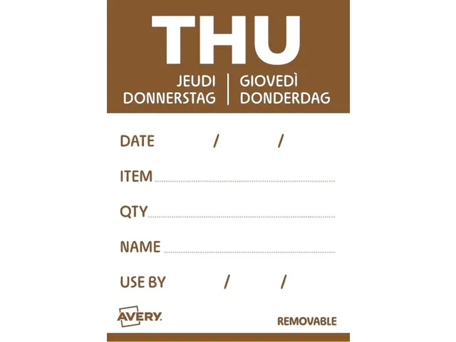 Etiket Avery HACCP donderdag bruin 40x56mm 500 stuks