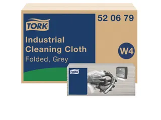 Reinigingsdoek Tork Industrial W4 gevouwen 120 vel grijs 520679 - 1