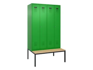 locker met bank,voor scheiding van kleding,HxBxD 2120x1200x815mm,4vak - 2
