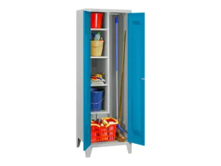 Schoonmaakkast HxBxD 1850x600x500mm Klink Poten RAL7035 Front RAL5012 - 3