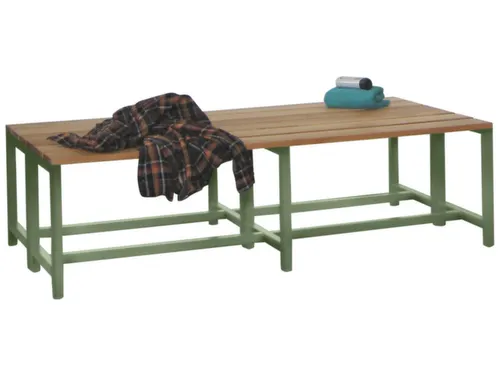 dubbele zitbank,LxD 1500x740mm,houten lijst beuken,onderstel RAL6011