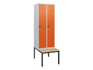 locker met bank,HxBxD 1950x600x815mm,2vak,vak B 300mm,draaigrendel - 1