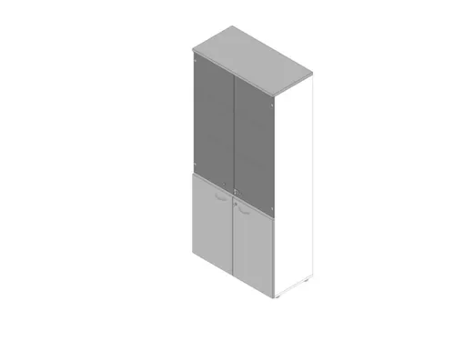 Vitrinekast 2000X900X450Mm Glazen Deuren 4Xhouten Vloer Romp Wit Grijs