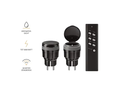 Stekkerschakelaarset buiten KlikAanKlikUit 3500W AGC2-3500R zwart
