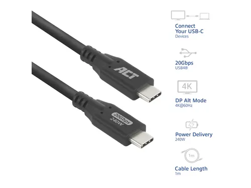 Kabel ACT USB-C 4.0 20Gbps 1m