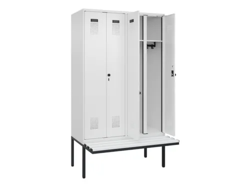 locker met bank,voor scheiding van kleding,HxBxD 2120x1200x815mm,4vak