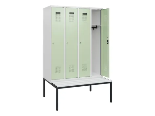 locker met bank,HxBxD 1950x1200x815mm,4vak,vak B 300mm,cilinderslot