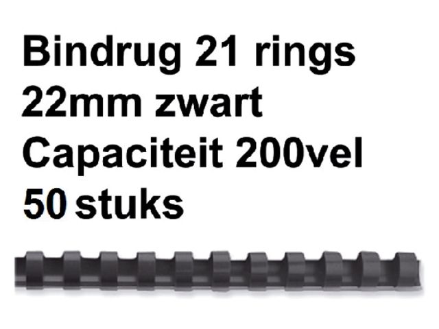 Bindrug Fellowes 22mm 21-rings A4 zwart 50stuks | FellowesInbindmachine.nl