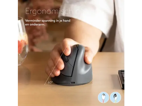 Verticale muis R-Go HE Basic Medium Rechts draadloos Bluetooth