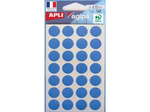 Ronde Etiketten in Etui Diameter Ø15mm, Blauw, 168 Stuks, 28 per Blad