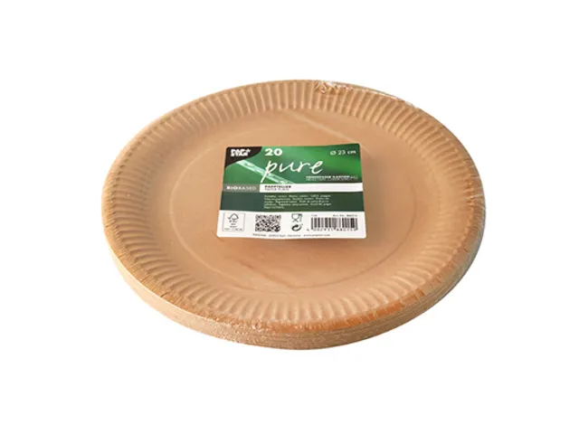 Papstar Pure Bord rond 23cm FSC karton bruin 20 stuks