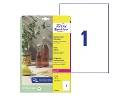 Crystal Clear Etiket Avery Zweckform 210x297mm A4 transparant 25 stuks